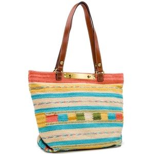 🆕🏷Patricia Nash Shoulder Tote Hand Loomed Cotton Weave Collection Multi Stripe